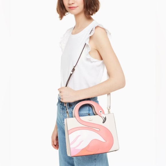 New Kate Spade By The Pool Flamingo Original Bag - Picture 4 of 11